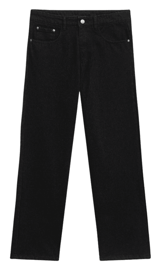 Quần jeans suông đen ROWAY, vải denim cotton