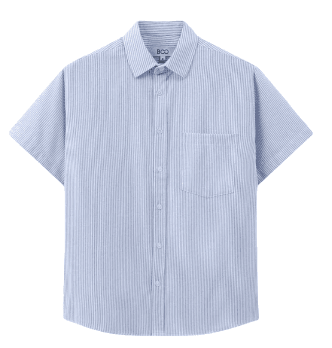 Áo Sơ Mi Cộc tay BOO Kẻ Ngang Dáng Regular Chất Liệu Oxford
