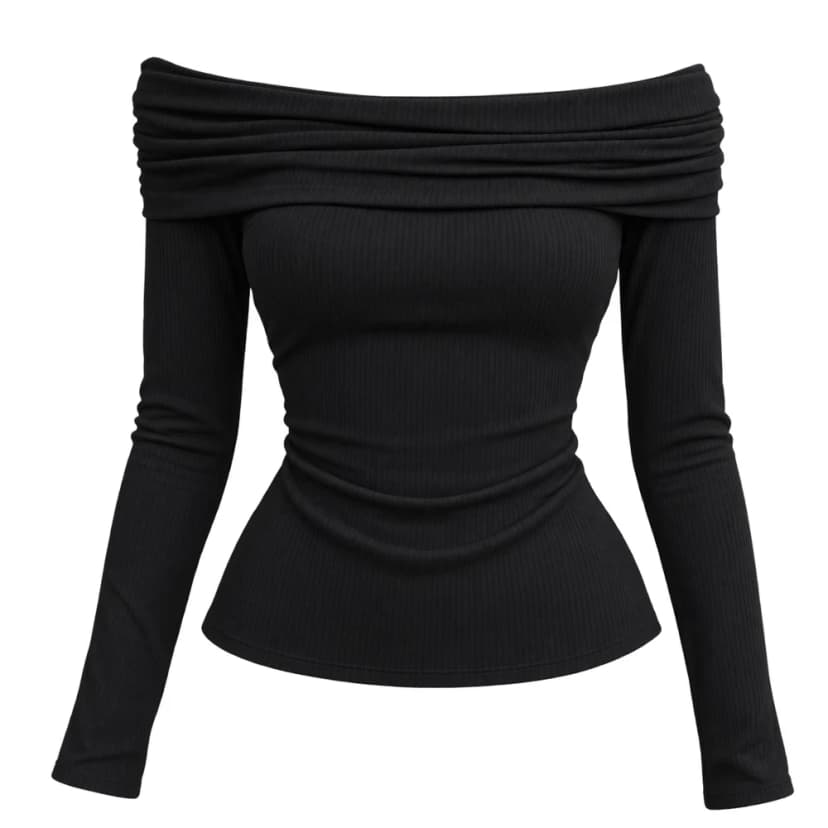 Áo Thun Nữ Trễ Vai Bigsize 45–85kg Dài Tay Thun Tăm Lạnh Co Giãn Tôn Dáng AT84 – 2KJEANS