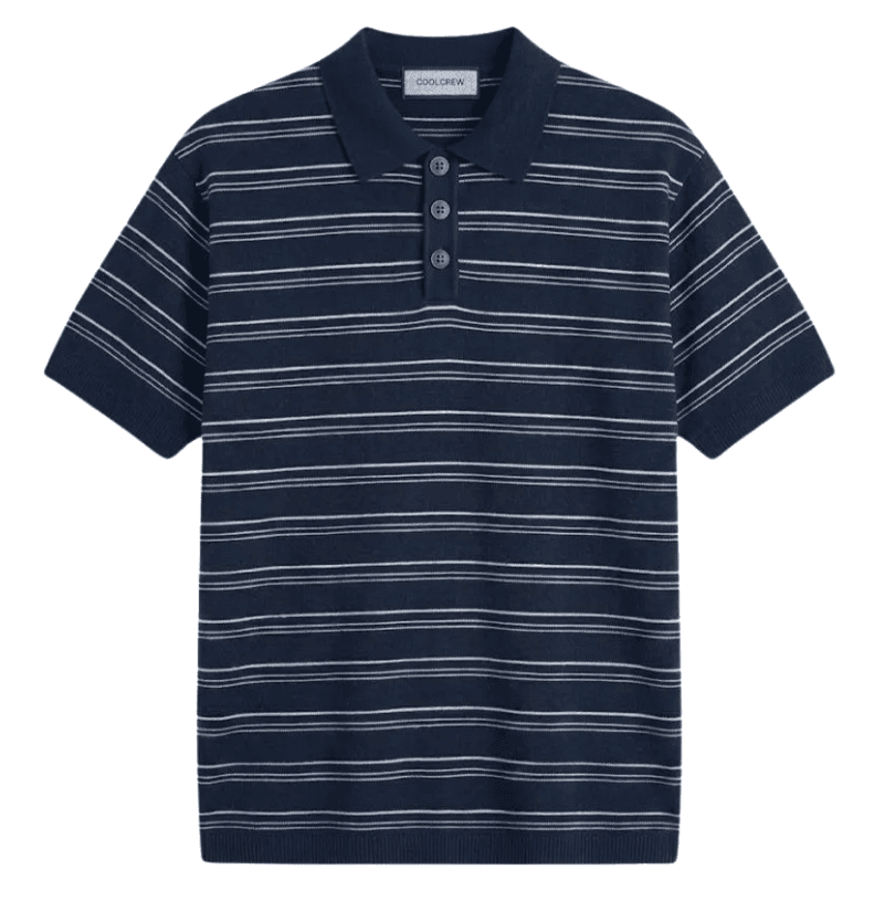Áo Polo Len Dệt Kim Kẻ Sọc Ngang 𝐂𝐎𝐎𝐋𝐂𝐑𝐄𝐖 Ngắn Tay Form Rộng Unisex Phong Cách Thời Trang Hàn Quốc