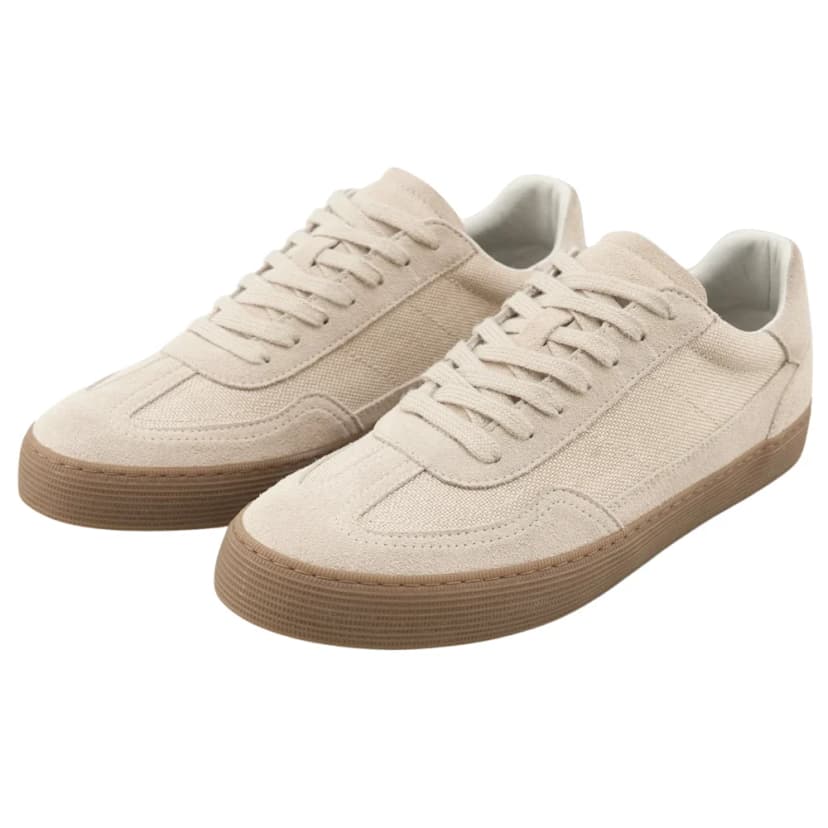 Giày Sneaker Vải Canvas Phối Da Nam Nữ DC35 Beige Dincox Shoes - Đế Khâu Bền Bỉ