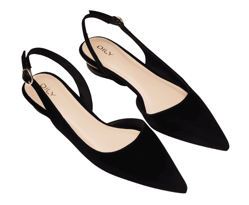 Giày búp bê slingback nữ DILY mũi nhọn quai hậu cài, giày cao gót slingback gót trụ độc đáo sang trọng cao 2.5cm AA0439