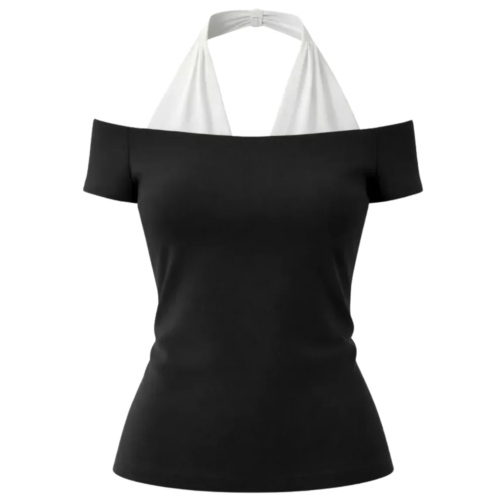Áo Trễ Vai Phối Cổ Yếm Nữ Ôm Body Thanh Lịch Chất Dip Cotton Mềm Mượt Misoul Mall 533