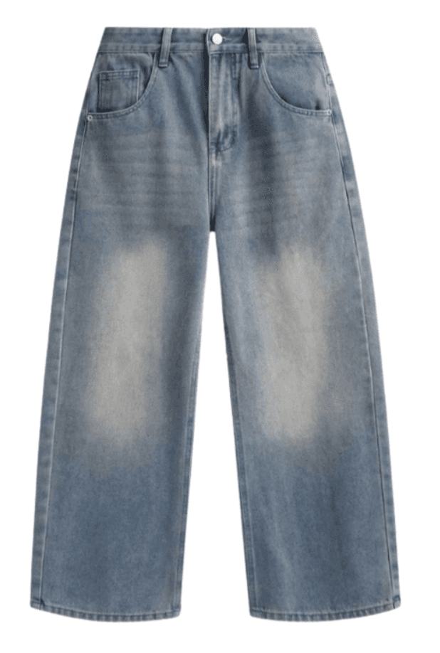 Quần Jean Nam Dáng Baggy Ống Suông Form Rộng Màu Xám Sáng Chất Denim Dày Dặn Phong Cách Retro