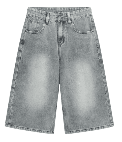 Quần Wide Leg Short Jeans GODMOTHER Nam Ống Rộng, Quần Jeans Short Lửng Phong Cách Cá Tính