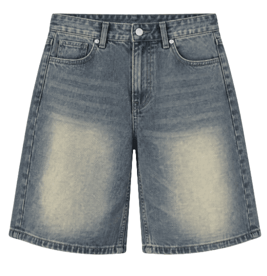 Quần short Jean Nam FABUMAN dáng Lửng ống rộng màu xanh đen form ngố phong cách hàn quốc Bigsize