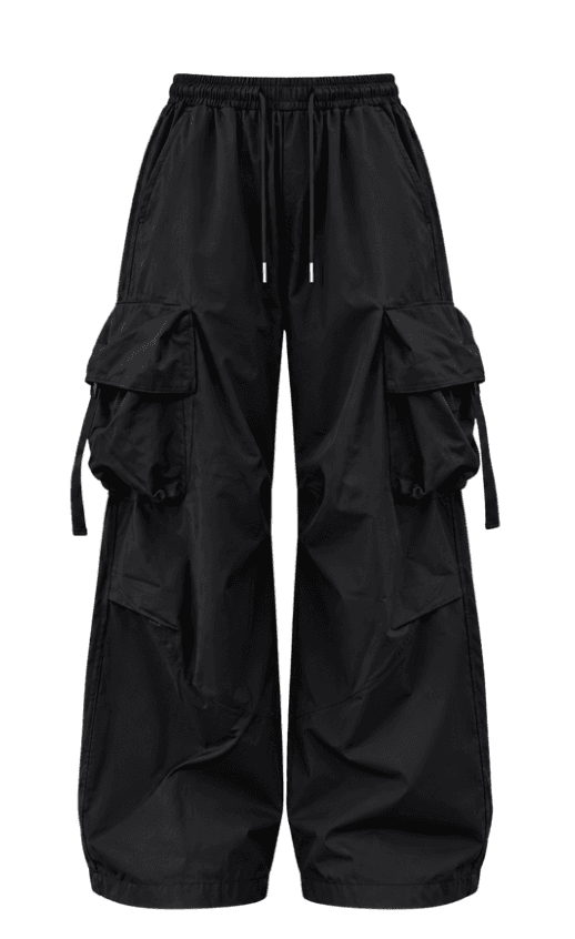 Quần Túi Hộp Nam Nữ Vải Dù Có Dây Rút Unisex, Quần Ống Rộng Phong Cách Hiphop Đường Phố Q130