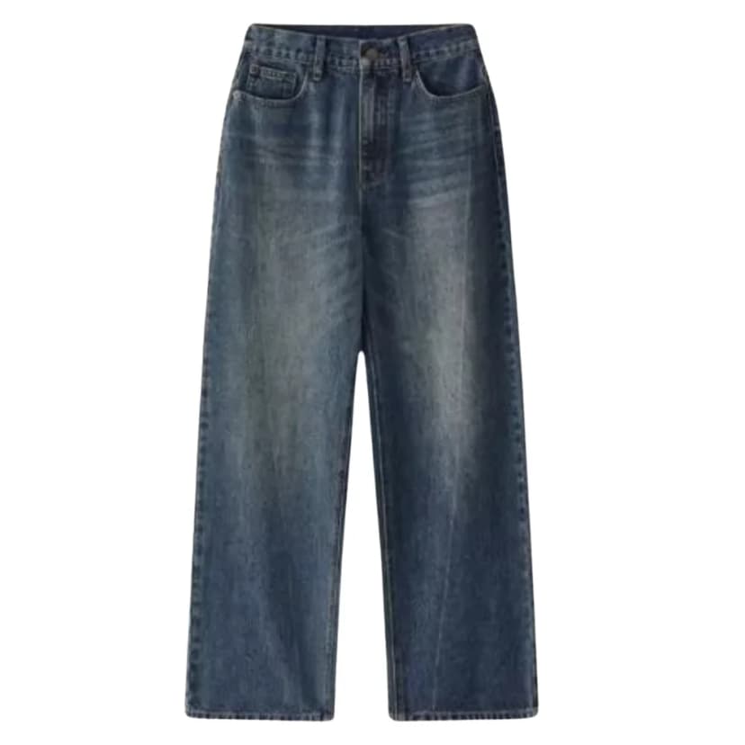 Quần jean nam nữ ống rộng màu xanh đậm Suncbvn T9 quần cạp cao siêu hack dáng, phong cách hàn quốc unisex
