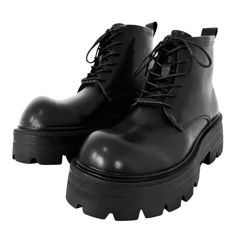Giày da nam combat boot da thời trang INICHI G1321 đế cao 7cm / chunky derby cổ cao