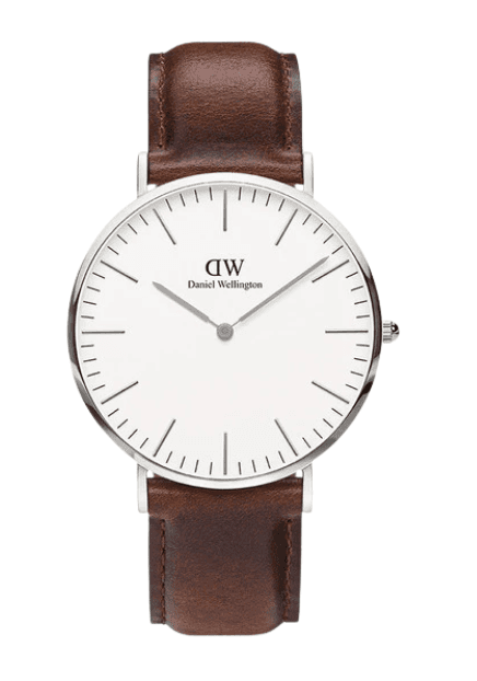 Đồng hồ Nam Daniel Wellington dây Da nâu Vỏ bạc - Classic St Mawes Silver 40mm