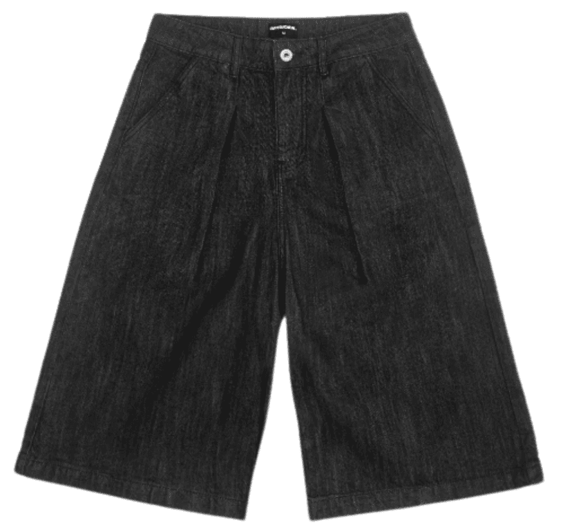 Quần Short Jeans DAPPERANDMORE "RAW DENIM JORT PLEAT" Form Lửng Xếp Ly - Đen