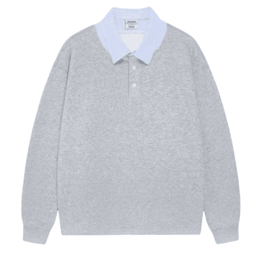 Sweater Phối Cổ Sơ Mi xám