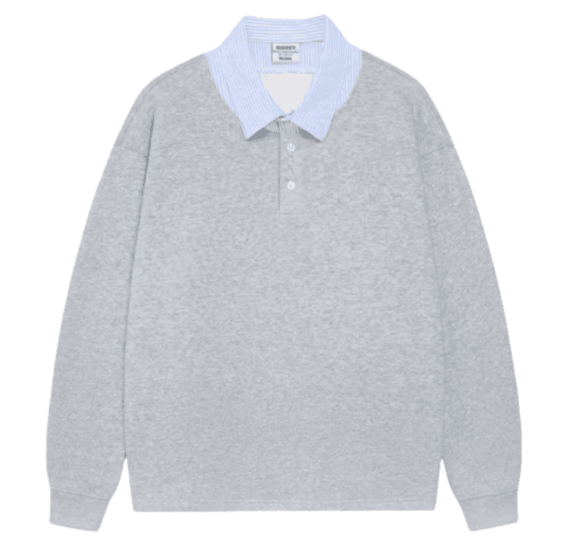Sweater Phối Cổ Sơ Mi xám